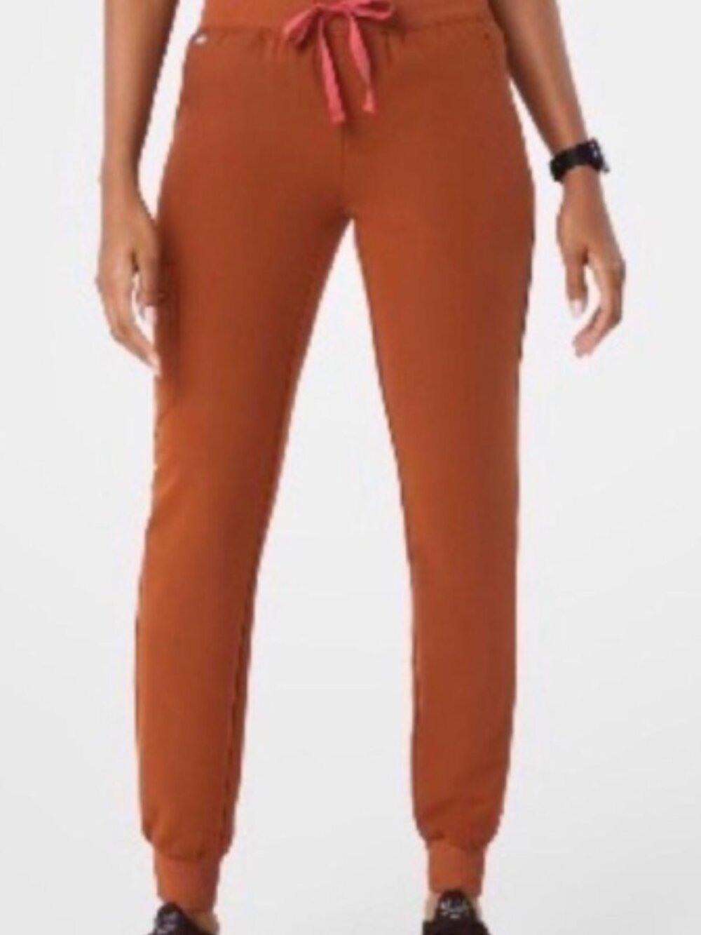 * FIGS Burnt Orange Zamora Scrub Pants with Pink Drawstring - Small - EUC